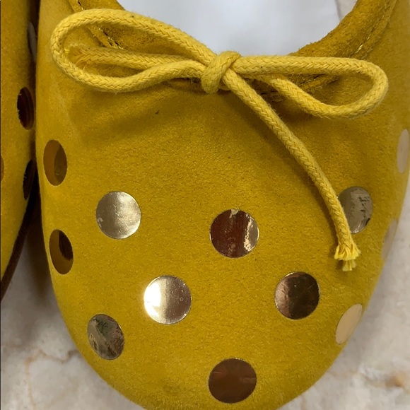 REPETTO JOUET DOTS BALLET FLAT IN YELLOW SUEDE WITH GOLD DOTS RARE SZ US 7 (38) - Picture 5 of 9